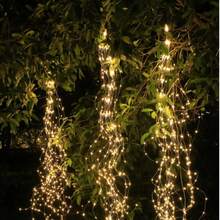 1pc 400 LED 8 Functions 2.8m USB Ponytail Lights, Waterfall Fairy Copper Wire Lights, Indoor Outdoor Atmosphere Light For Garden, Holiday Gifts - Solar Ponytail Light - View 1