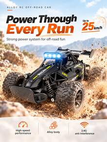 1:12 Scale 2.4G Alloy RC Car, Max Speed 25km/H, 4-Color LED Lights, Proportional Throttle, Suitable For Climbing And Driving. High-Speed Off-Road RC Car, Racing Model And Electric Off-Road Toy. Perfect Christmas Gift! - Multicolor - View 7