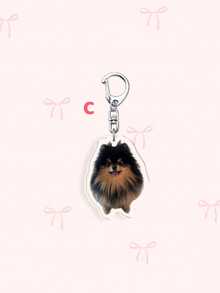 1pc/7pcs Yeontan Acrylic Keychain,Cute Pomeranian Dog Photo Bag Pendant,-V Pet Dog Charm,Backpack Key Holder,Collectible Gift For K-Pop Fans,Christmas Gift - Multicolor - View 4