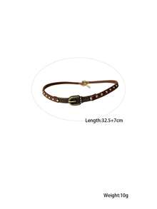 1pc Vintage Distressed Choker Necklace, Dark Punk Style Collar Chain For Women, Daily Wear - Coffee Brown - View 7