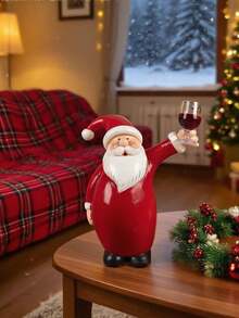 1pc Resin Decorative Ornament Red Wine Christmas Santa Claus Multiple Styles Home Bedroom Desk Christmas Decoration - Christmas Style - View 8