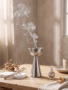 Hammered Tall Pedestal Metal Incense Burner, Modern Light Luxury Style Bakhoor Burner, Can Be Used As Aroma Diffuser, Ideal For Home Decor, Room Decoration, Parties & Holidays, Living Room Centerpiece, Office, Yoga Space, Best Gift - Multicolor - View 15