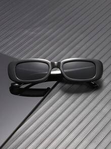 1 Pair Men's Fashion Rectangular Frame Sunglasses, Perfect Combination Of Minimalist Design And Practical Function, Suitable For Vacation, Driving, Streetwear, Party, Outdoor Activities, Fits All Face Shapes - Multicolor - View 2