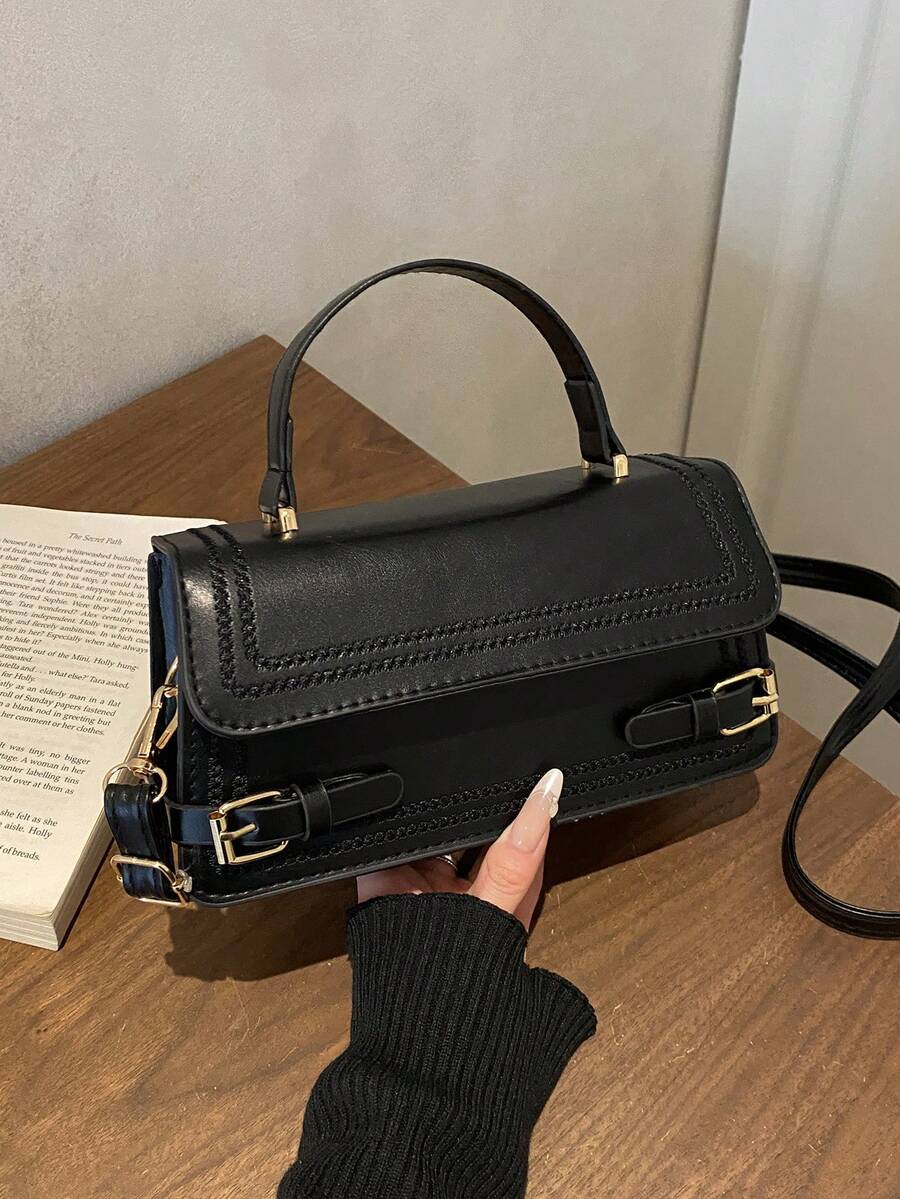 New Fashion Premium Versatile Solid Color Women's Handbag Shoulder Crossbody Bag - Black - View 1