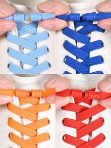 COSYLEE 1 Pair Letter Buckle Elastic Shoelaces, No-Tie Lockable Flat Shoelaces, 0.8cm Wide - 1 Pair - Shoelaces - View 7