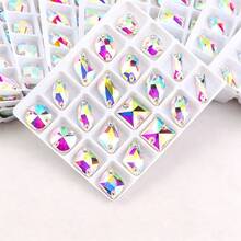 Assorted Shapes, 20pcs/Pack, Mixed Shapes, Flat Back Double Hole Exquisite Glass Rhinestones, Used For Sewing Wedding Dresses, Handbags And Shoes, Jewelry Making, Craft Accessories - Assorted Shapes 20pcs - View 28