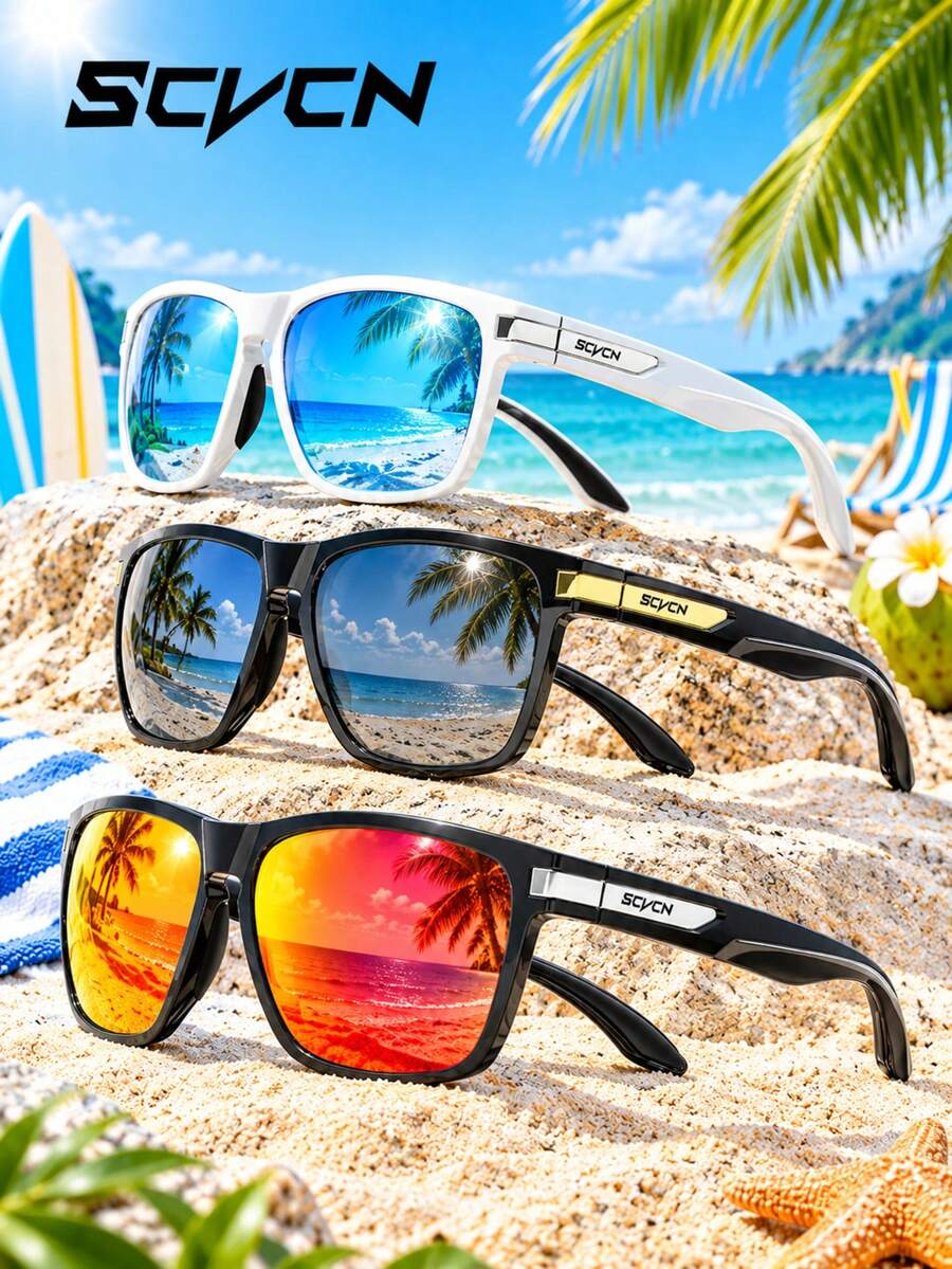 KAPVOE SCVCN Stylish Polarized Cycling Glasses – Essential For Beach, Pool, And Fishing; Unisex; Suitable For Mountain And Road Biking. - Multicolor - View 1