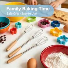 2PCS Egg Beater, Wooden Handle Manual Whisk, Handheld Egg Mixer Baking Tool - Multicolor - View 2