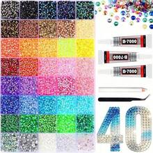 15/24/28/40/42 Colors Resin Jelly Rhinestone Decoration Set, Includes Tweezers And Dotting Pen, 3mm Multi-Color Rhinestone Accessories Kit, Suitable For Art Creation, Handmade DIY, Shoe Rhinestone Decoration, DIY Handmade Jewelry - View 1