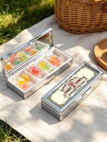 "Candy Theme" Printed Jewelry Storage Box,Vintage Style Storage Box,Portable Pill Dispenser, Candy Storage Box, Convenient Jewelry Storage Box - Multicolor - View 9
