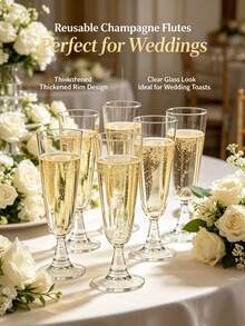 22/11/6/1pc 5.5oz Plastic Champagne Flutes, Reusable, Modern & Elegant, Suitable For Weddings, Parties, Birthdays, New Year - Random Styles - View 3