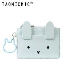 Women Cartoon Rabbit PU Small Wallet, Portable Multi Card Slots Card Holder, Zipper Coin Pocket With Rabbit Shaped Keychain Lightweight Mini Purse - Multicolor - View 10