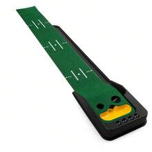 Golf Putting Mat Automatic Ball Return, Dual-Hole Design With Bunker, Indoor Outdoor Golf Putting Trainer, Portable Practice Putting Green Mat For Home Office Backyard, Golf Training Aid Gift For Men Golfer - Dark Green - View 3