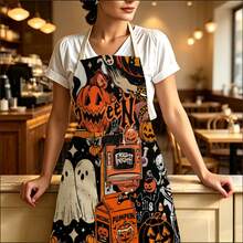 1 buah Celemek Halloween Vintage Motif Hantu & - Desain Tanpa Lengan, Tahan Lama dan Nyaman, Dicetak dengan Pola Kolase Hantu, Kerangka, dan , Cocok untuk Memasak, Memanggang, dan Membersihkan Rumah, Celemek Pekerjaan Rumah Tangga, Celemek Berkebun, Hadiah Liburan Halloween yang Menyenangkan - MultiWarna - View 1