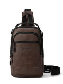 Men's Vintage PU Leather Chest Bag, Multi-Pocket Large Capacity Crossbody Shoulder Bag, Casual Handheld Chest Bag For School, Commute, Travel, Phone Storage - Multicolor - View 15