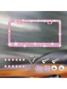 Sparkling Rhinestone Metal Car License Plate Frame, Luxury Rhinestone Studded License Plate Holder 1/2pcs, Suitable For Various Car Models License Plate Decoration Accessories - A - View 11