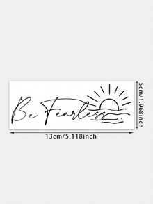 1pc Herbal Temporary Tattoo Sticker, Script "Be Fearless" With Sunrise & Wave Simple Line Pattern, Realistic Fake Tattoo Design, Suitable For Daily Wear, Bachelorette Party Favors, Music Festivals, Game Events, Graduation Gifts, Lasts 7-14 Days - Black - View 2