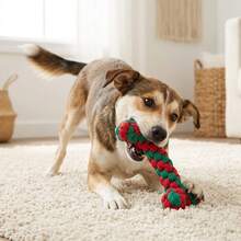 Dog Rope Toy – Bone-Shaped Christmas Theme – Durable Interactive Tug Toy – Suitable For Small To Medium Dogs – Red And Green Color Scheme - Multicolor - View 5