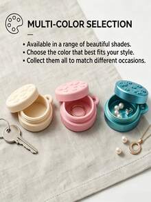 Portable Keychain Mini Ring Storage Box, Small Multi-Function Jewelry Organizer, Hook Luxury Ring Storage Box, Portable Keychain Small Jewelry Storage Box, Suitable For Earrings And Rings, Dust-Proof Travel Organizer - Multicolor - View 2