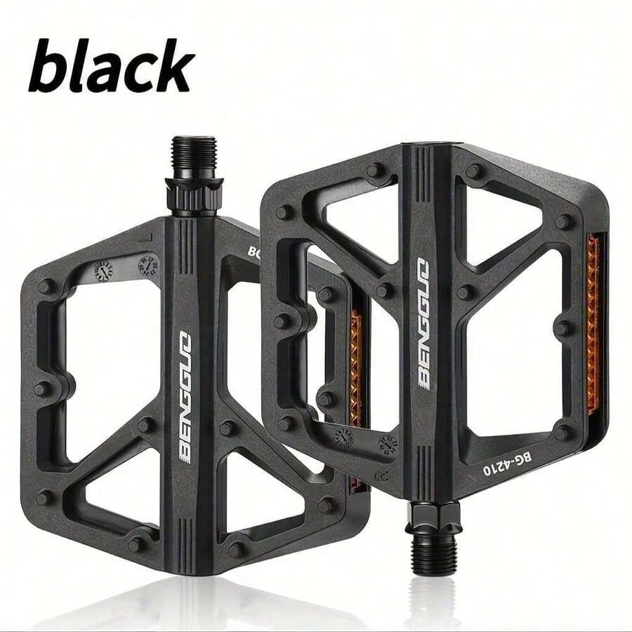 1 paire de pédales de vélo de montagne, matériau en alliage d'aluminium complet, pédales de vélo de route en aluminium complet larges, accessoires de cyclisme, noir/bleu bicolore en option - Multicolore - Voir 1