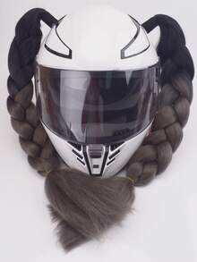 2pcs/Set Helmet Decorative Wig Braids, With Suction Cups And Double-Sided Adhesive, Motorcycle Helmet Wig Braids, Multiple Colors Bicycle Helmet Braids Hair Tail (Helmet Not Included) - Multicolor - View 13