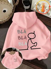 Tween Girl Fun Print Sweatshirt, Warm & Comfortable Thermal Lined Pullover Sweatshirt For Autumn/Winter - Pink - View 2