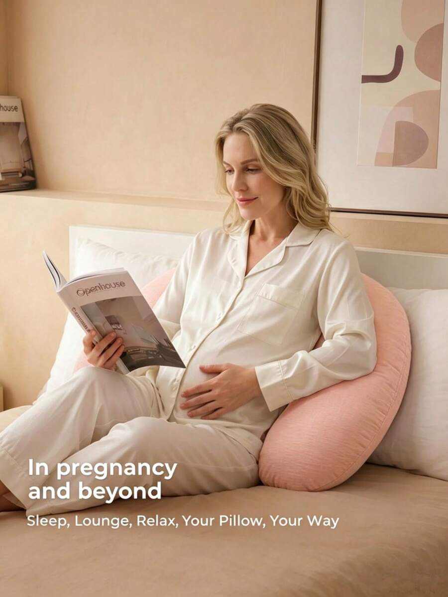 Pregnancy Side Sleeping Body Pillow | Soft Cushion With Removable Cotton Cover, Essential For Expectant Mothers - Multicolor - View 1