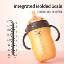 1pc 150ml/240ml Silicone Baby Bottle With Handle, Wide Mouth, Soft Material, Durable, Suitable For Daily Use - Brown - View 7