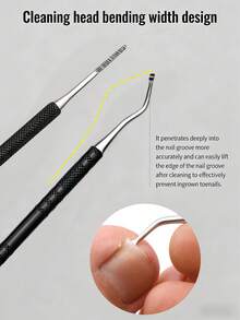 3PCS Professional Foot Care Tools: Nail Groove Scraper, Nail File And Toe Nail Lifter - Non-Slip Design, Securely Holds Nails, Suitable For Manicure And Pedicure, Precise Trimming And Removal, Durable Nail Care Tools, Suitable For Home And Salon Use, Nail Technician Supplies, Stylish Metal Surface, High-Quality Construction - Black - View 4