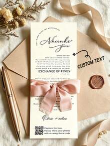 Personalized Wedding Menu Cards, Customized Wedding Dinner Menu, Minimalist Thank You Cards, Wedding Table Decor, Customizable Event Menu Cards, Personalized Cards, Suitable For Wedding Banquet, Wedding Party, Wedding Thank You Napkins, Printable Thank You Letters, Table Setting Thank You Cards, Menu Thank You Cards - Card - View 1
