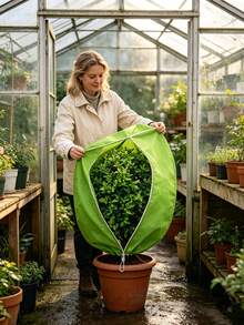 1pc Winter Tree & Shrub Frost Protection Bag, Breathable Non-Woven Fabric Plant Cover, Garden Yard Potted Shrub Warm Frost-Proof Jacket, Outdoor Winter Protection, Reusable Windproof Plant Cover, Suitable For Yard & Lawn - Best Seller - View 4