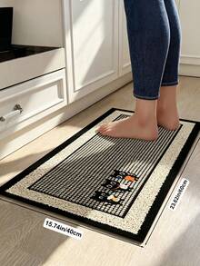 1pc Flannel Kitchen Mat Cartoon Black Cat Foot Mat, Dirt-Resistant Kitchen Rug | Long & Short Sizes, Suitable For Kitchen And Entryway. Practical Entryway Door Mat Home Decor Rug, Can Be Used In Dining Room, Kitchen, Indoor Entrance And Other Indoor Areas. - Multicolor - View 3