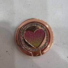 Glitter Heart All-Metal Phone Ring Holder, Fashion Magnetic Car Phone Mount, Multi-Function Finger Ring Stand, Portable Desktop Phone Support Accessory, Suitable For Smartphones - Multicolor - View 16