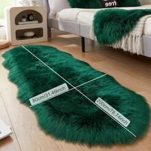 1pc Soft Faux Fur Rug, Deep Green Fluffy Carpet, Suitable For Living Room/Bedroom Floor, Machine Washable, Can Be Used For Chair, Sofa, Bedside, Creating Luxurious Modern Home Decor, Also Suitable For Christmas Decoration - Dark Green - View 16