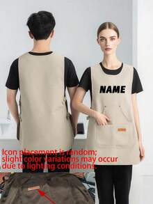 1pc Personalized Custom Adjustable Buckle Shoulder Strap Work Apron, Solid Color Polyester Multi-Functional Vest, Multi-Pocket, Custom Kitchen Cooking Apron, Double Pocket Quick Dry Apron, Suitable For Men And Women Home Use - Multicolor - View 8
