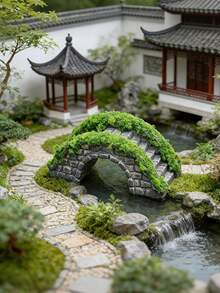 Miniature Stone Bridge, Suitable For Micro Landscape, Zen Garden, Bonsai Decoration, Figurine DIY Garden Decor, Handmade Miniature Architectural Decoration, Yard And Patio Scene Decoration, Can Be Combined With Pool Fence - A - View 3