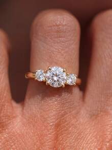 1 pieza Anillo de flor con strass, regalo de joyería exquisita para mujeres, adecuado para citas - Tres diamantes - Ver 9
