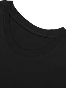 Camiseta de Mujer con Estampado de Calabaza y Fantasma de Halloween - Cuello Redondo Casual, Manga Corta, Corte Regular, Elasticidad Media, Ropa para Primavera, Verano y Otoño, Ropa de Hallo - Negro - Ver 5