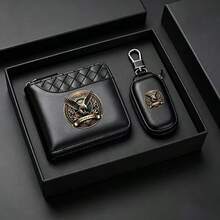 1pc Men's Wallet & Key Pouch Set, Eagle & Wolf Pattern, Synthetic Leather Material, Zipper Closure Design, Father's Day Gift - Multicolor - View 25