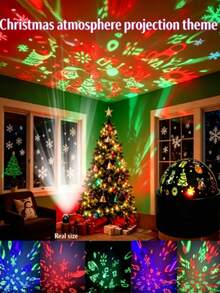 New 2-In-1 Christmas Theme Night Light | Dual-Use Night Light | Christmas Smart Light | RGB Light | Auto Color Changing/Projection Light | Desk Lamp | LED Small Table Lamp | Atmosphere Decoration Light | Suitable For Christmas Decoration | Room | Living Room | Home Theater And All Other Scenes | Christmas Gift | Halloween Gift | Valentine's Day Gift | Birthday Gift | Back To School/Graduation Season Gift | Note: USB Plug And Play | No Switch - Projector Lamp - View 3