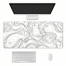 Black And White Mouse Pad, Large Topographic Map Gaming Mouse Pad - Extended Contour Mouse Pad, Laptop Keyboard Pad, With Non-Slip Rubber Base, Stitched Soft Fabric Surface Mouse Pad, Suitable For Home Office - View 5