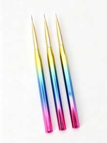 Rainbow Gradient Handle Nail Art Brush Set, Professional UV Gel Polish Painting Drawing Liner Brushes, DIY Nail Design Manicure Tools For Nail Salon & Home Use - Multicolor - View 8