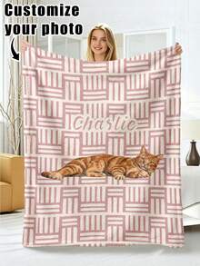 1pc Customized Photo Blanket, Personalized Flannel Blanket With Photo And Text, Office Nap Blanket, Comfortable Blanket, Mother's Day And Father's Day Gift For Parents, Bedding Blanket, Bed Customized Blanket, Customized Text Blanket, Personalized Home Blanket - Multicolor - View 11