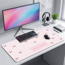 Extra Long Pink Bow Mouse Pad, Non-Slip Rubber, Office & Home Use, Gift For Friends, Back To School Desktop Accessory, Office Supplies, Multiple Sizes - A - View 5