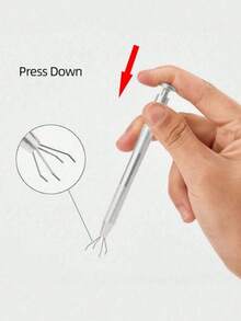 1pc Rhinestone Bead Pickup Tool Stainless Steel 4-Prong Tweezers For Beads, Gems, Jewelry Parts, Jewelry Making Tool, Suitable For DIY Jewelry Making Accessories - Silver - View 4