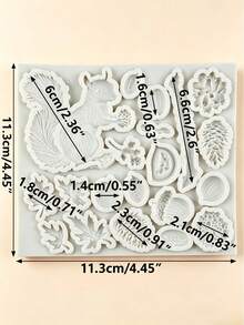 Fall Squirrel Acorn Pinecone Maple Leaf Silicone Fondant Mold Non-Stick Chocolate Candy Baking Tool For Cake Decoration DIY,Cupcake Topper Candy Polymer Clay Gum Paste - Light Grey - View 8