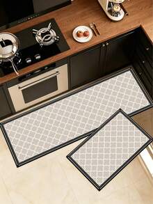 1pc Moroccan Retro Checkered Pattern Kitchen Mat, 3.5 Mm Soft Rubber That Absorbs Water And Is Easy To Clean. Suitable For Corridors, Bathrooms, Living Rooms, Outdoor Door Mats, And Toilets. Useable Throughout The Year And For Various Holidays. - Multicolor - View 11