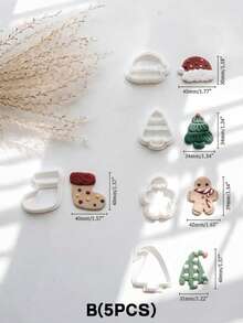 Christmas Themed Polymer Clay Cutters, 10Pcs Holiday Shape Mold, Santa Hat Gingerbread Man Tree Boot Cutter For Handmade Earring Jewelry DIY Craft - White - View 5