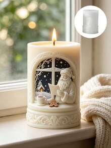 Resin Silicone Mold, Santa Claus Bedside Cylindrical Shape Mold With Santa Claus, Winter Window Sill Decor Tree Surround Design - Easy Release, Reusable For Handmade Aromatherapy Candles/Home Decor Crafts. Suitable For Plaster/Resin/Soap And Other Materials. Perfect Choice - Christmas Cylinder Mold - View 1
