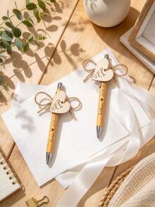Personalized Wooden Ballpoint Pen With Heart-Shaped Bookmark Set, Customizable Engraving, Graduation Gift, Suitable For Graduates And Book Lovers - Sets - View 7